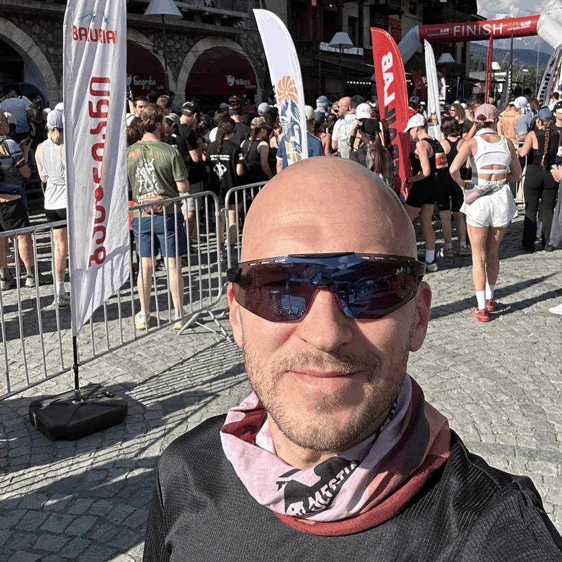 Marat at the trail-race start line in Mestia